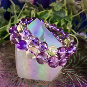Amethyst Citrine 8MM Round Beads Healing Reiki Handmade Bracelet Spiritual Gifts